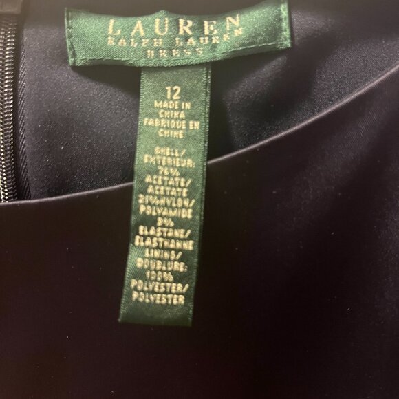 Lauren Ralph Lauren Navy Sleeveless Sheath Dress Size 12 Classic Work - Picture 10 of 11